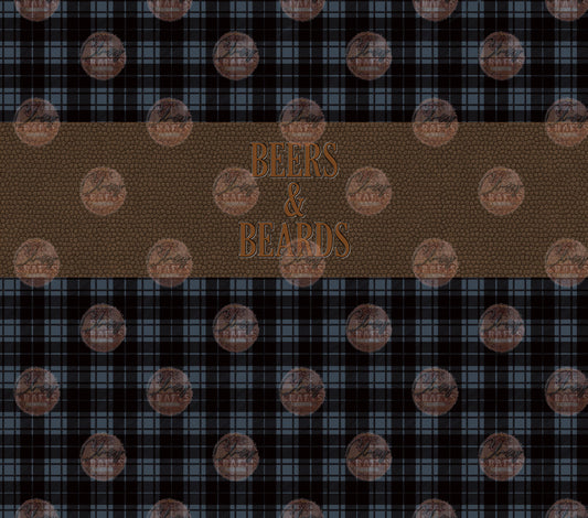 Gray Plaid Beers and Beards Tumbler Wrap