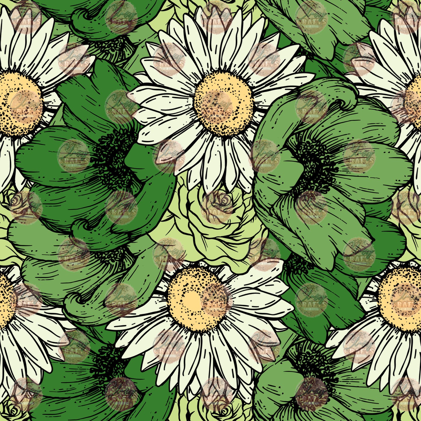 Green Floral 1 Seamless Wrap