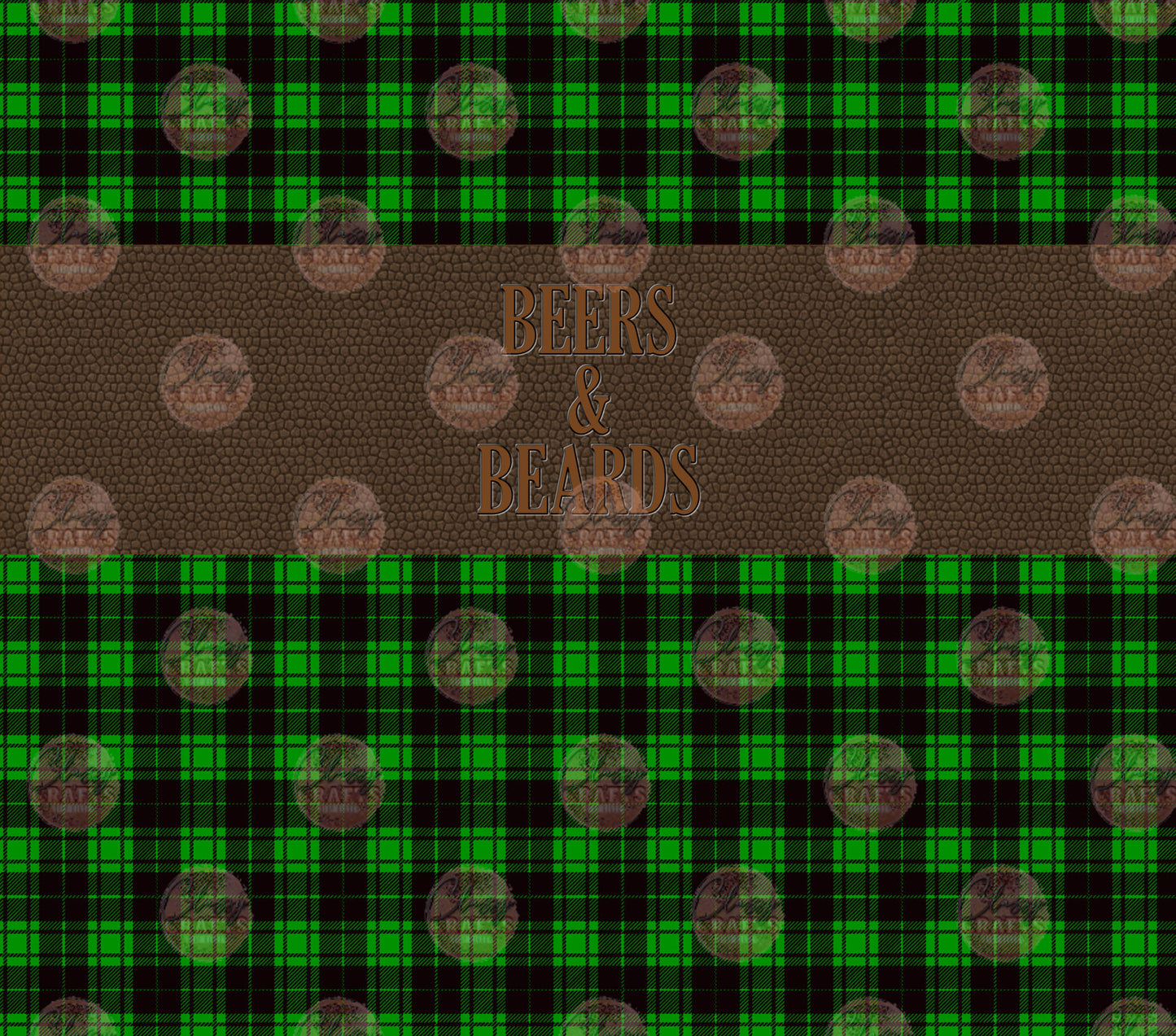 Green Plaid Beers and Beards Tumbler Wrap
