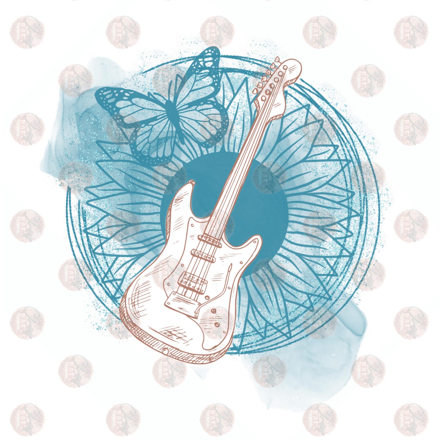 Guitar/Sunflower Blue Transfer
