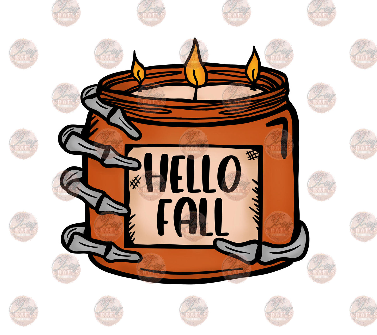Hello Fall Skelly Candle Transfer
