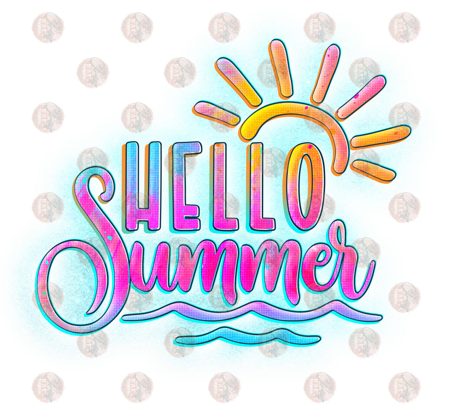 Hello Summer Blue Background Transfer