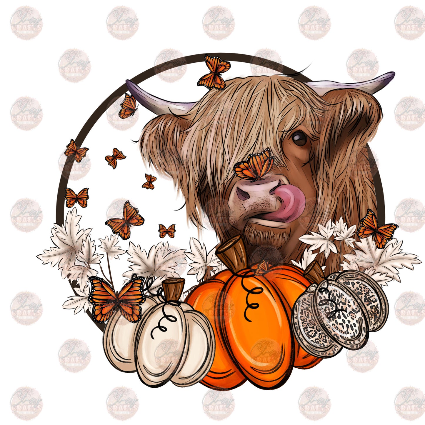 Highland Cow Pumpkin Fall Transfer