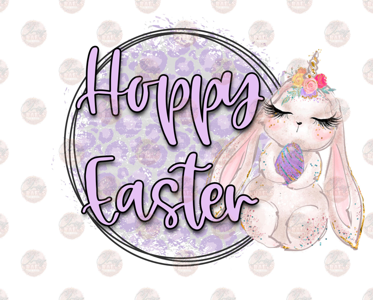 Hoppy Easter Purple Cheetah Transfer