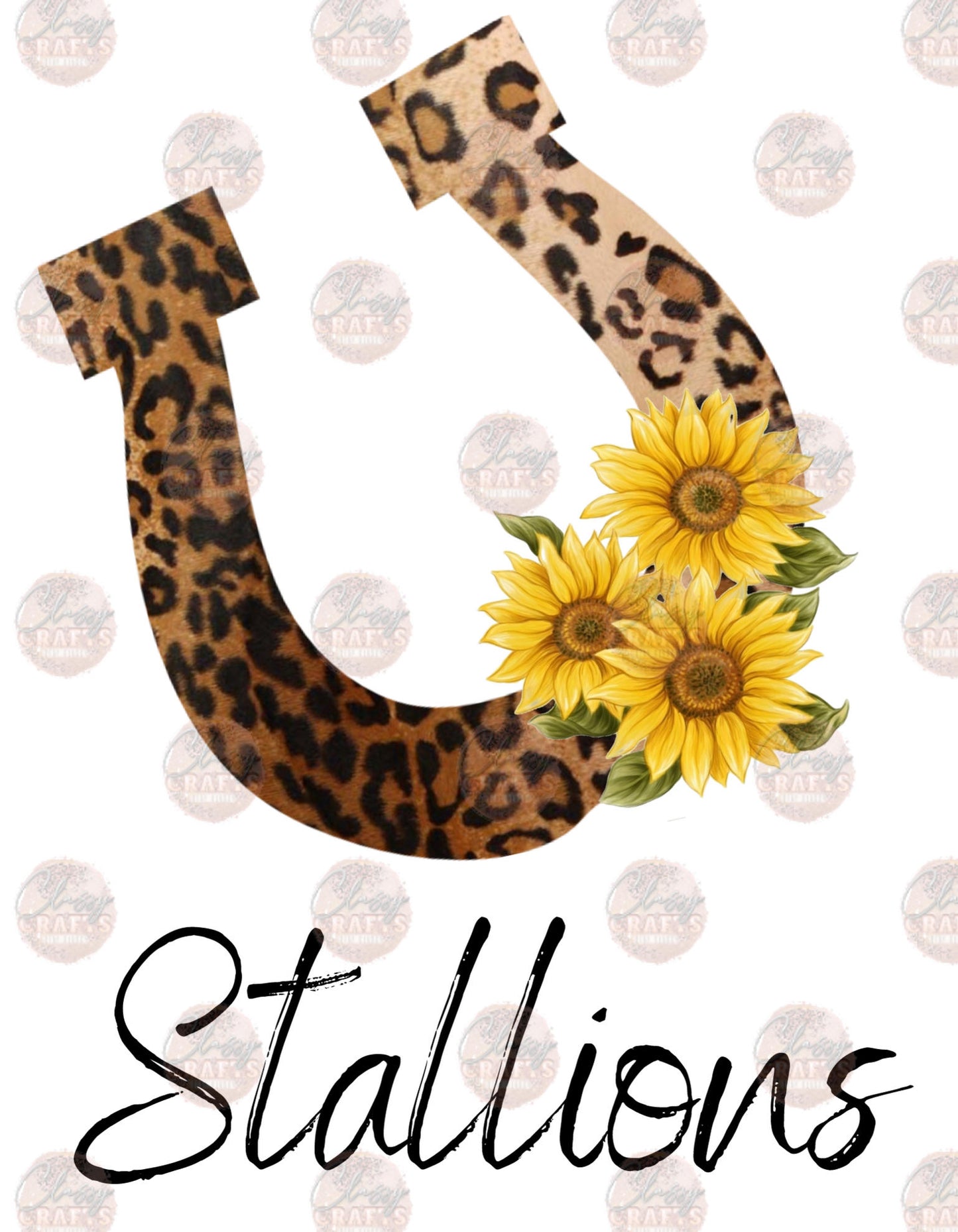 Horseshoe With Leopard & Sunflowers Transfer