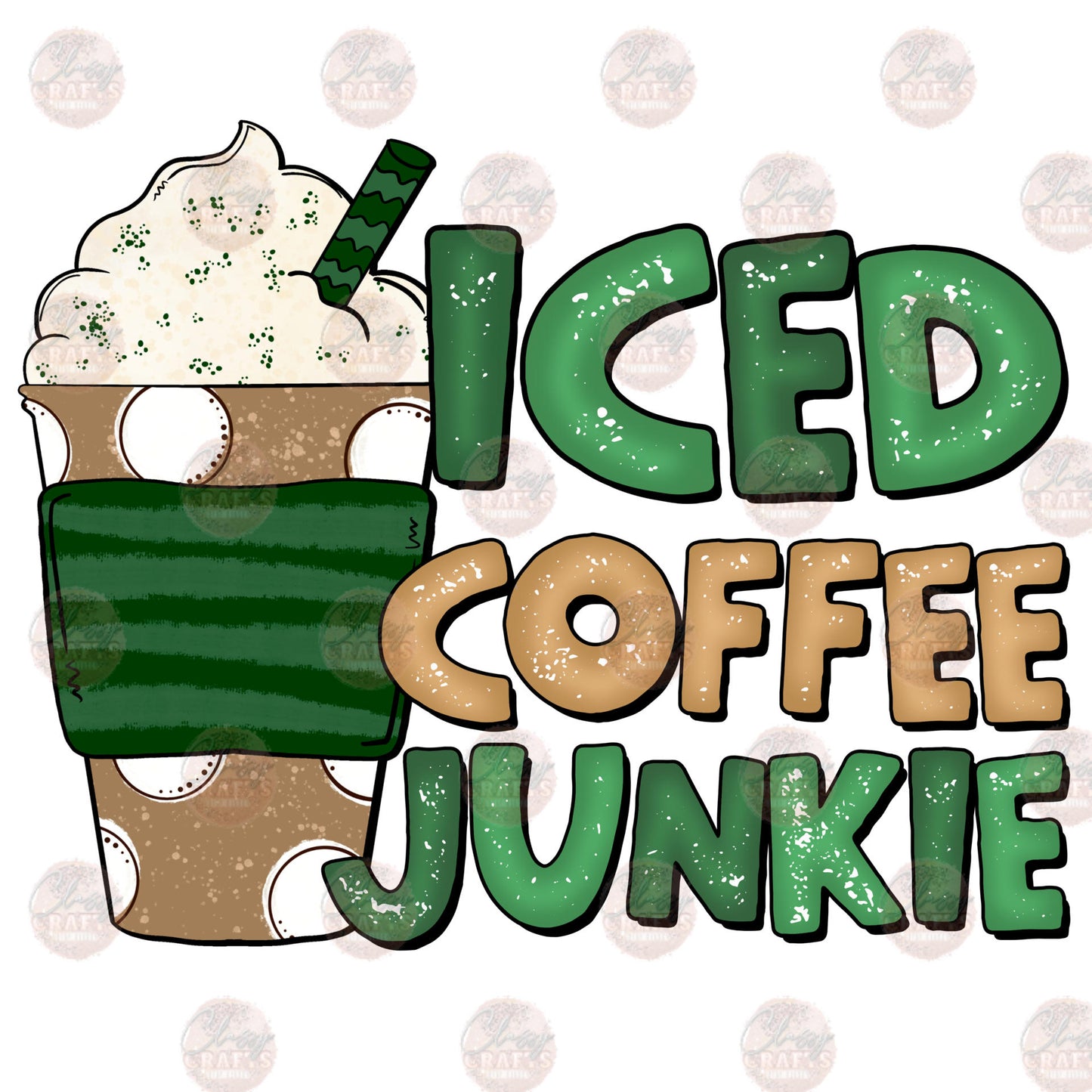 Iced Coffee Junkie Green Transfer