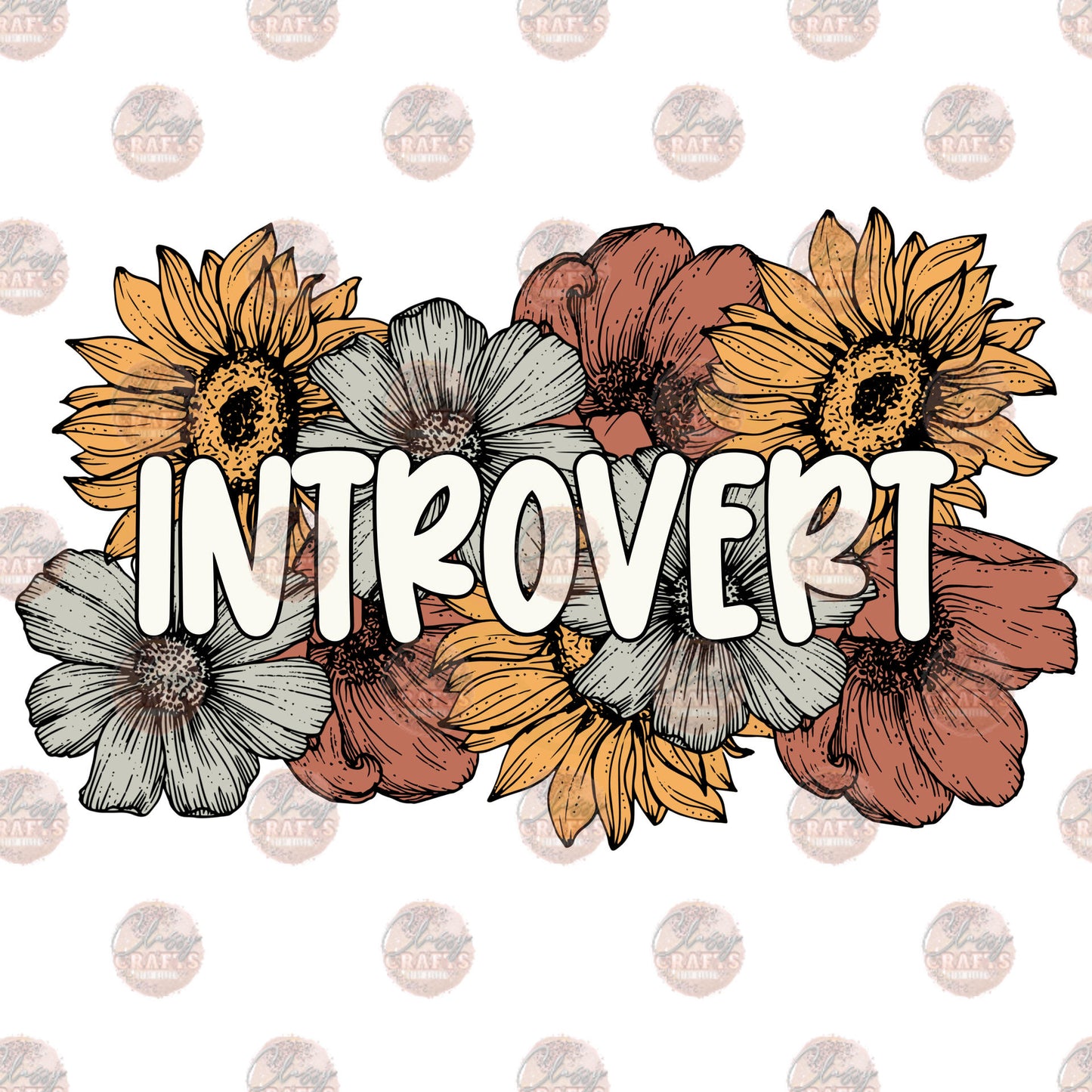 Introvert Boho Floral Transfer