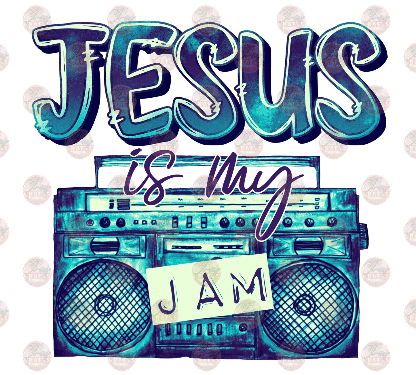 Jesus Is My Jam Blue & Green Transfer