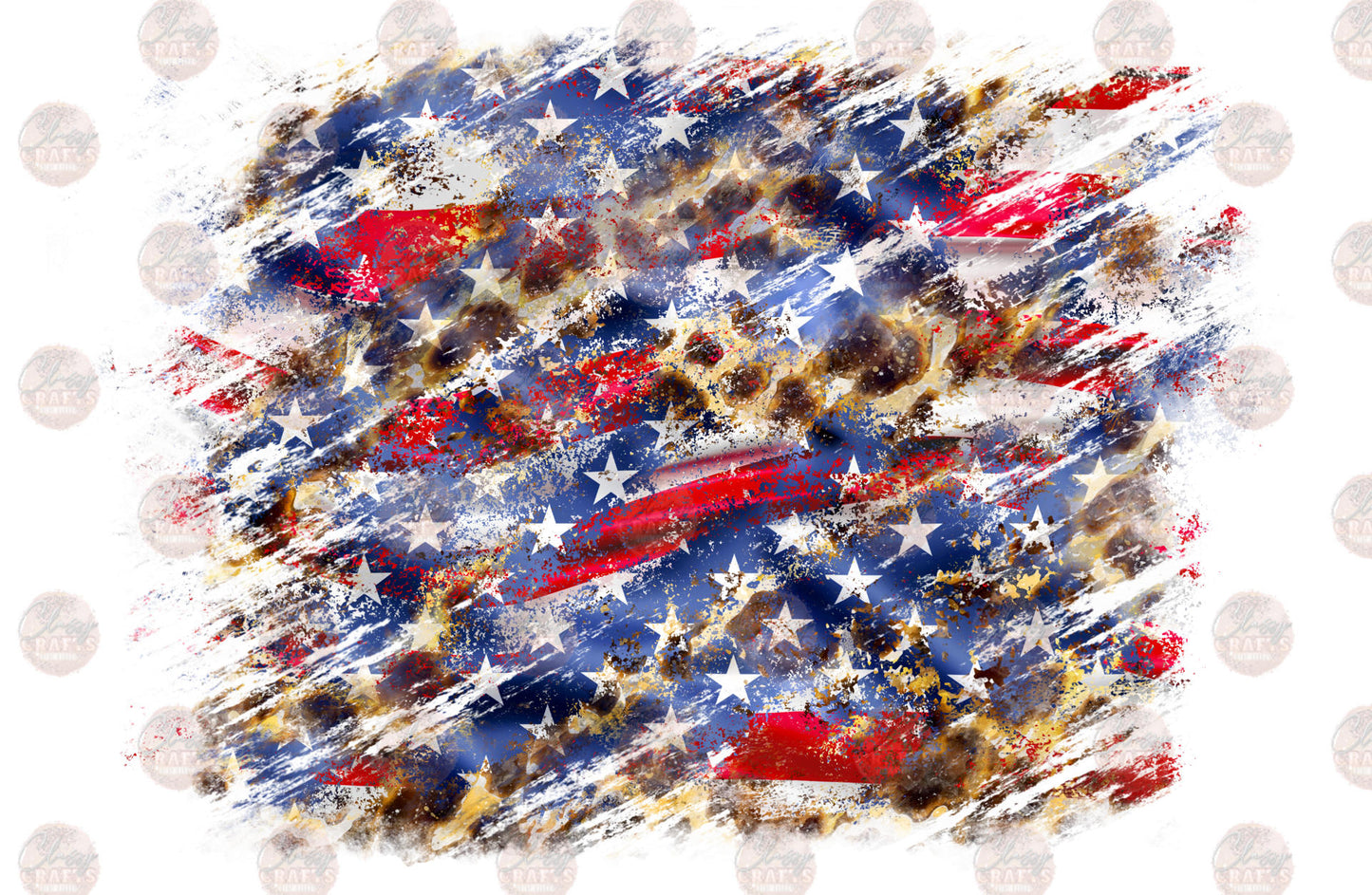 K.R. American Flag Leopard Sleeve Transfer