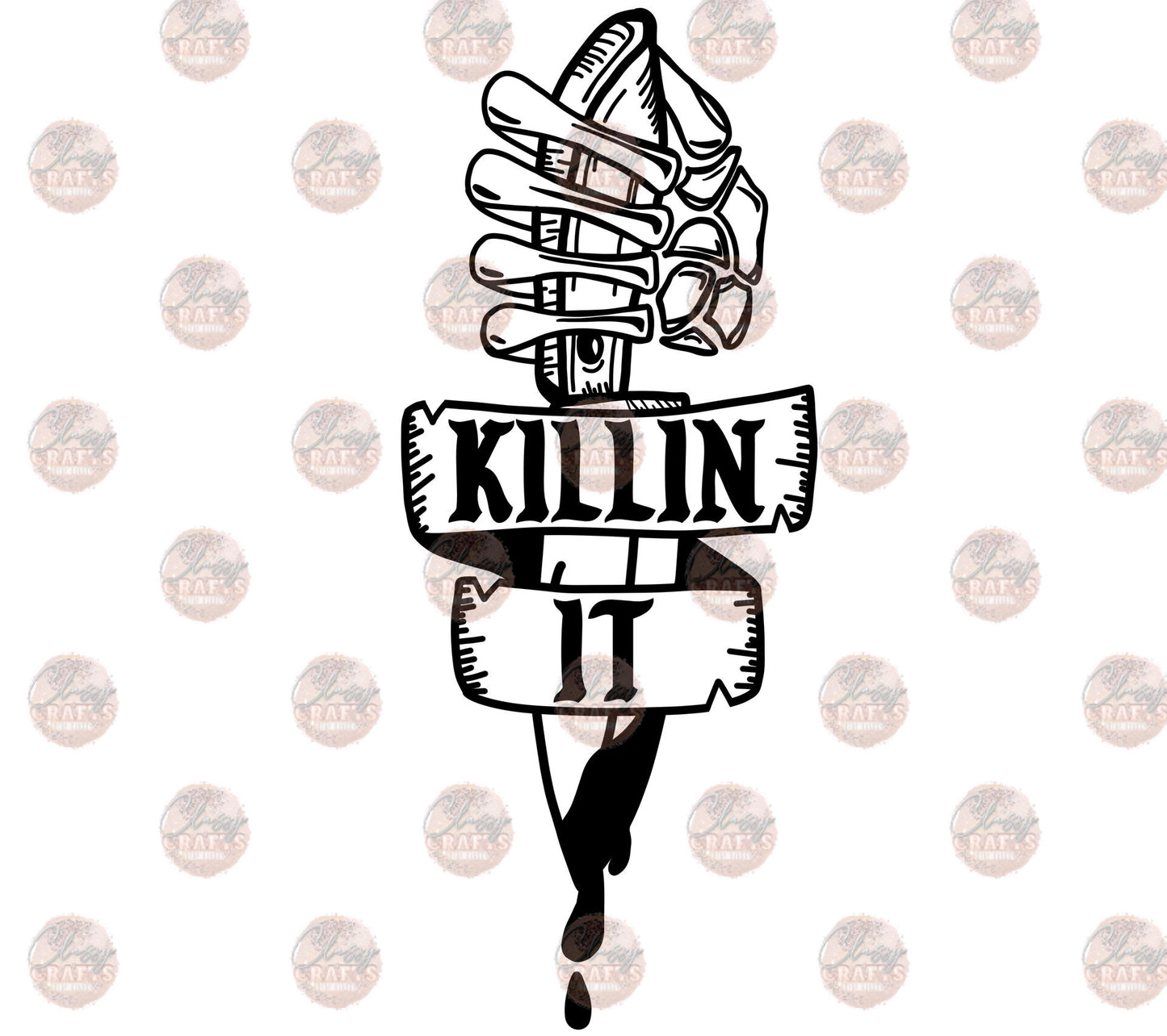 Killin It Knife Black & White Transfer