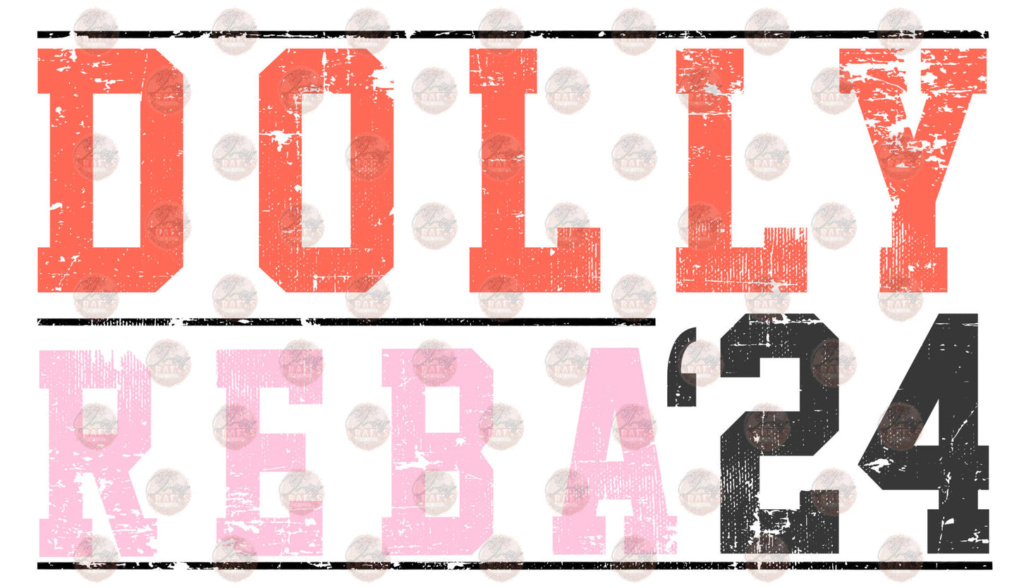 Ladies 24 Coral & Pink Distressed Transfer