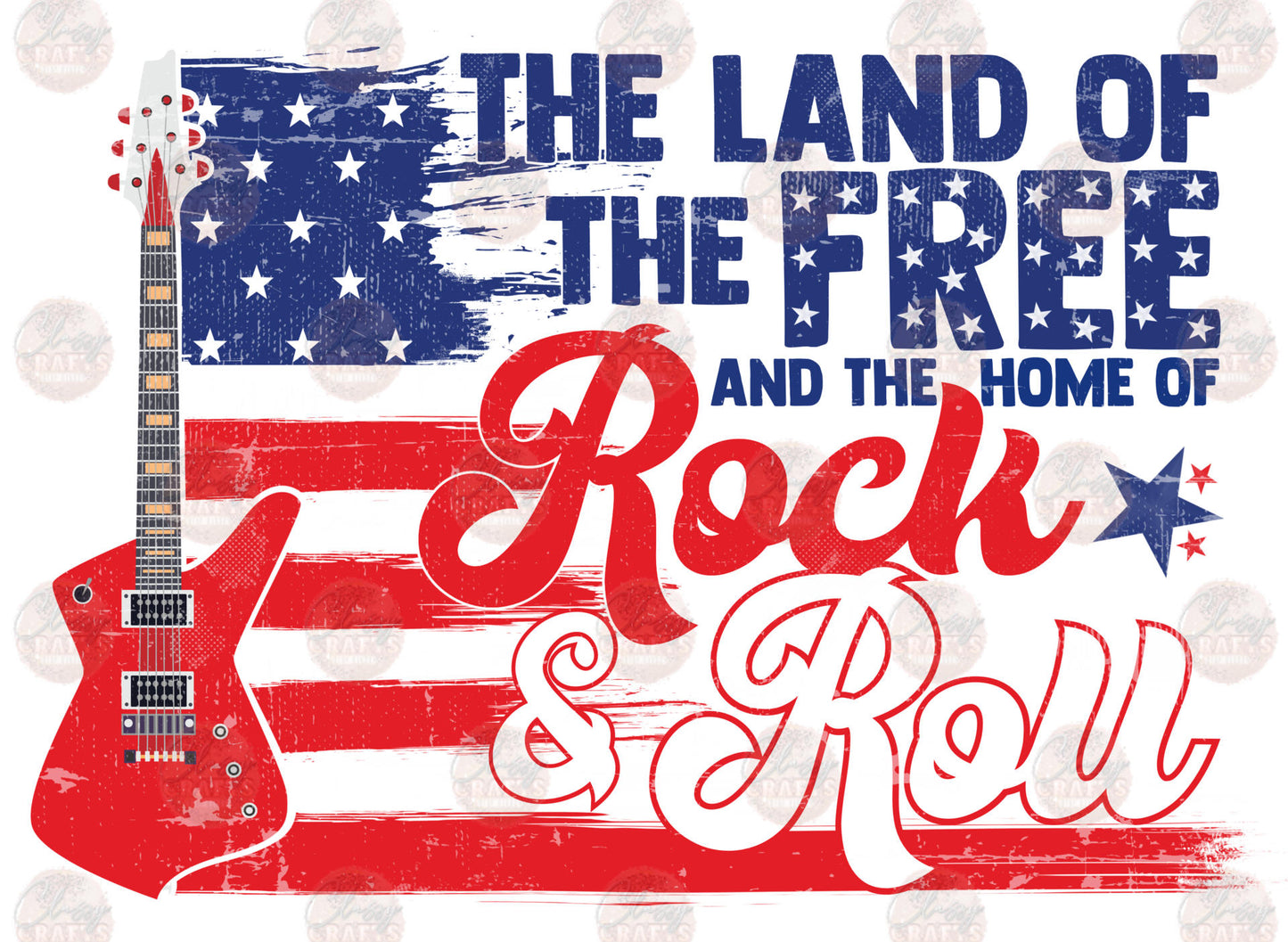 Land Of Free Home Of Rock-n-Roll Distressed Transfer