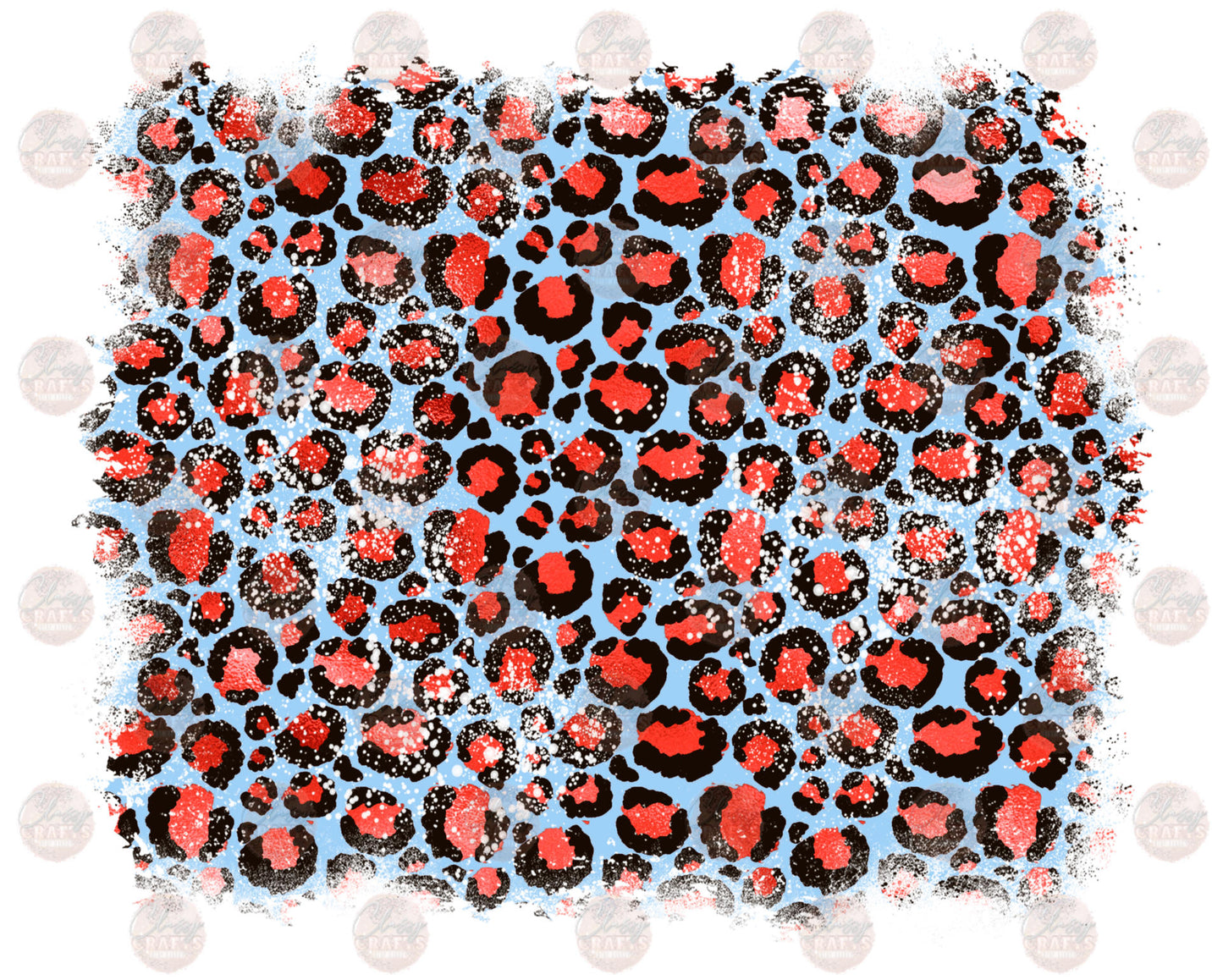 Leopard Distressed Red Blue -Transfer