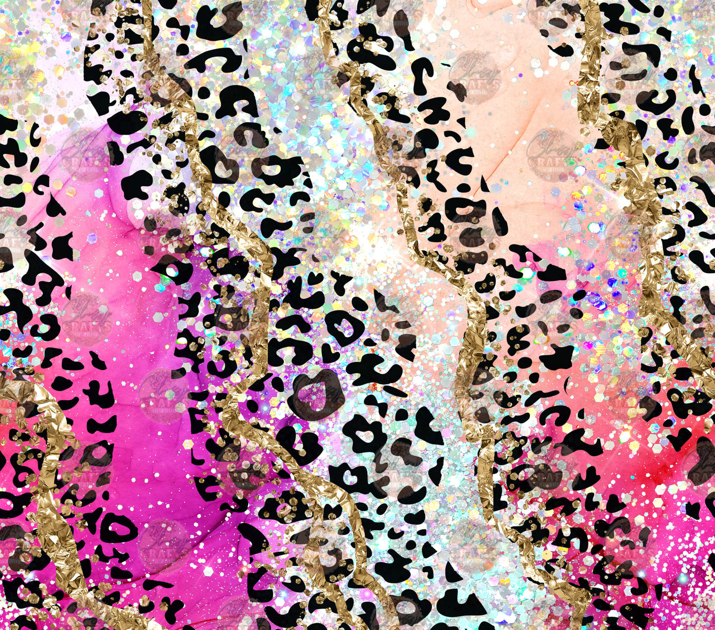 Leopard Gold Glitter Tumbler Wrap
