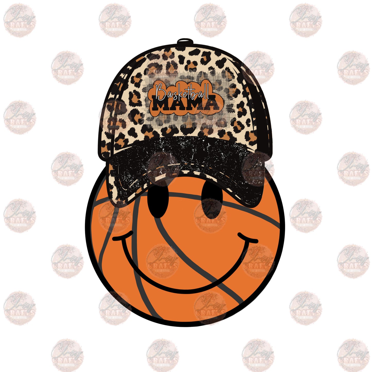 Leopard Hat Smiley Basketball Mama Transfer