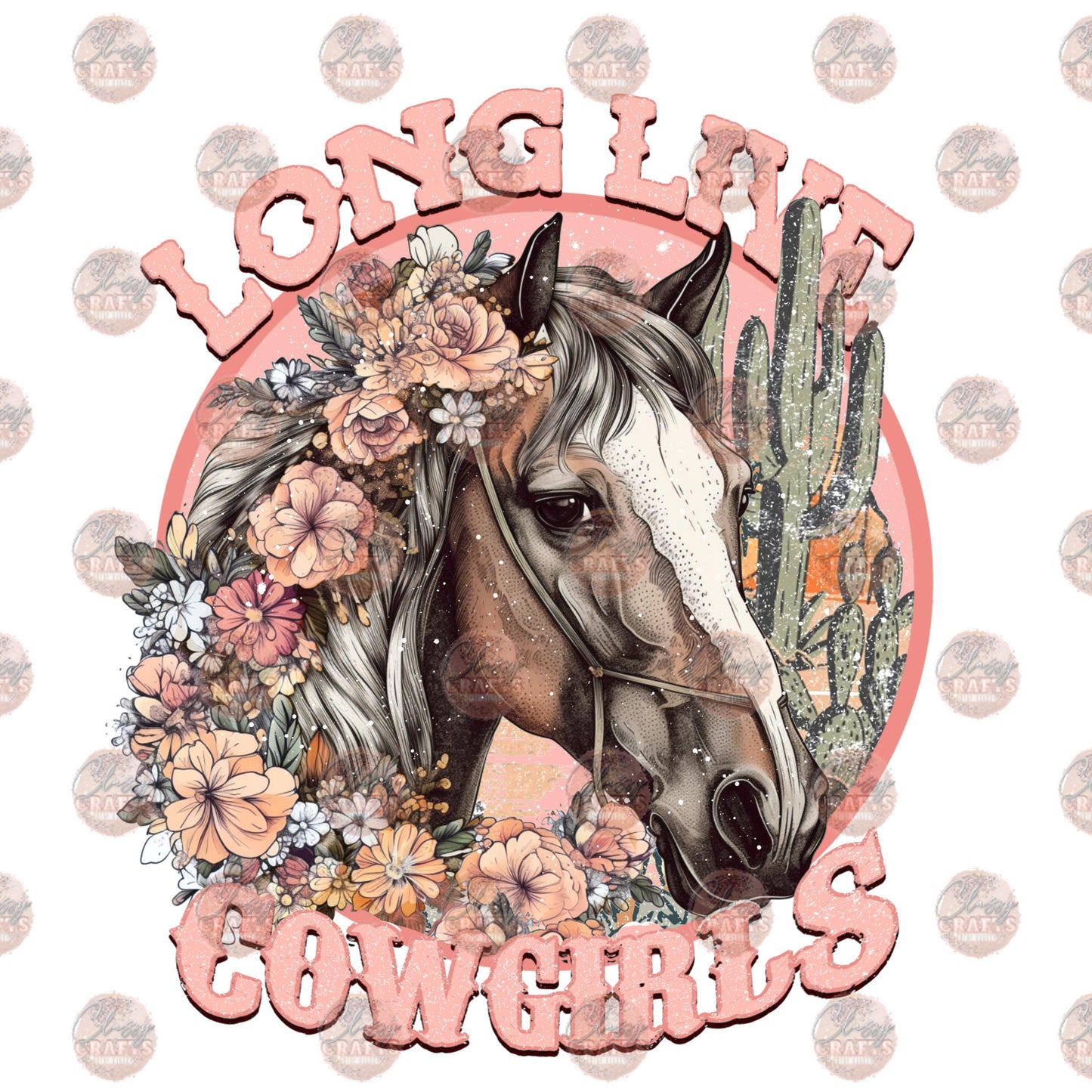 Long Live Cowgirls Floral Horse Transfer