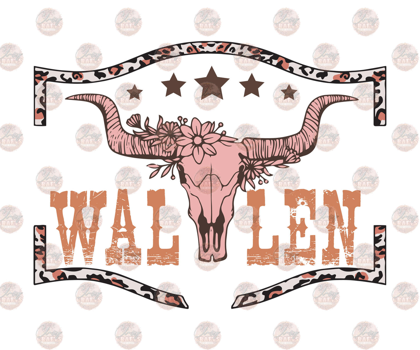 M.W. Pink Cow Skull Transfer