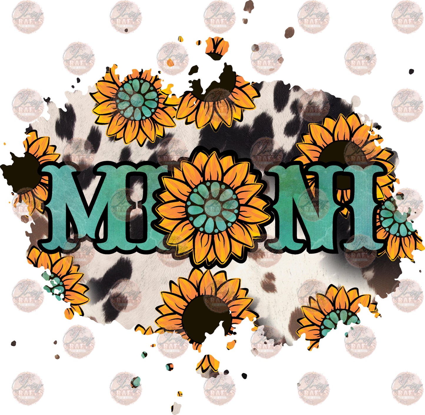 Mini Cow Sunflower Western Transfer