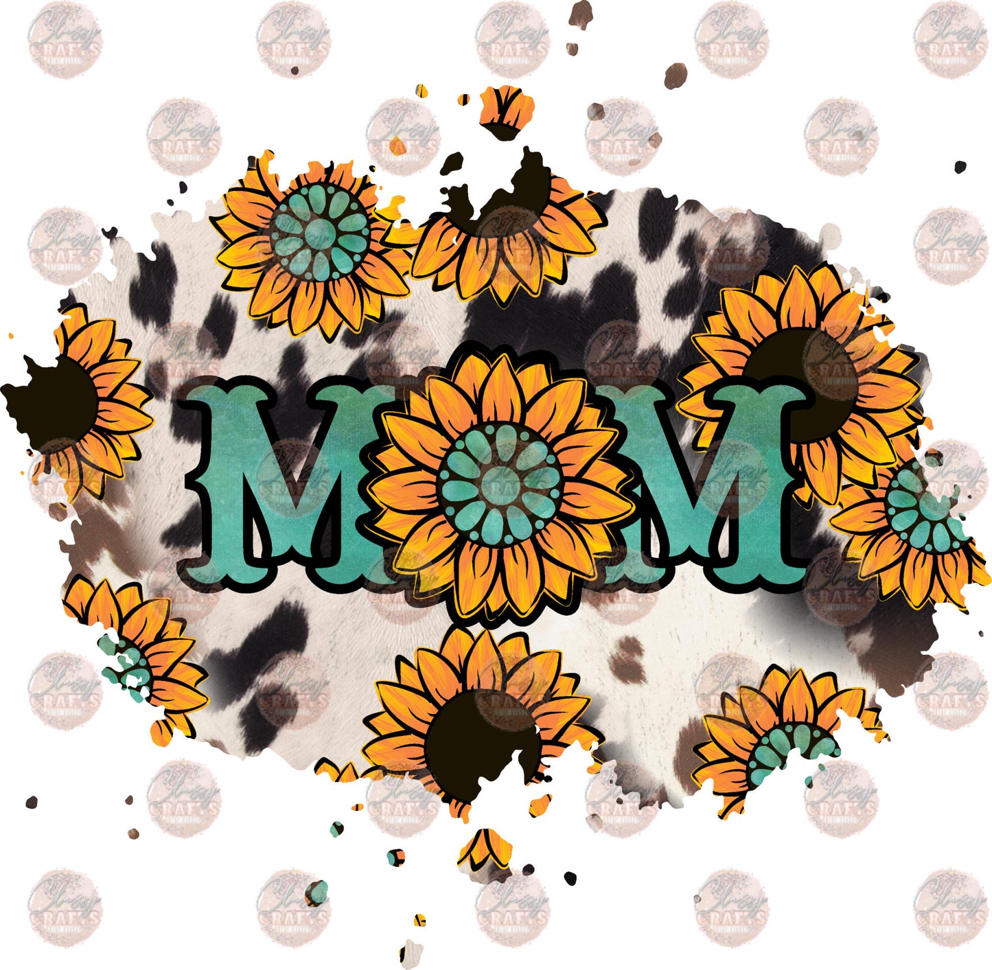 Mom Cow Sunflower Western Transfer