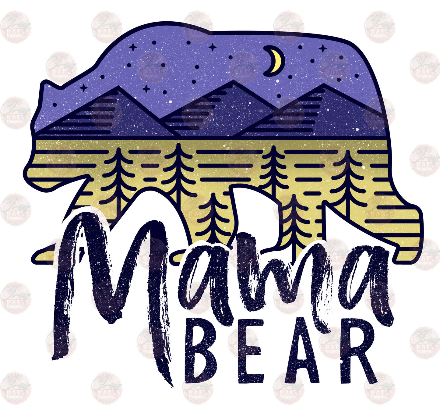 Mama Bear/ Navy Gold Transfer