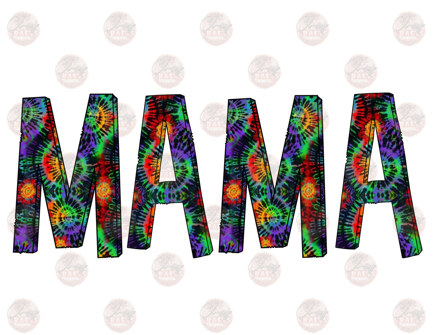 Mama Black Tie Dye Transfer