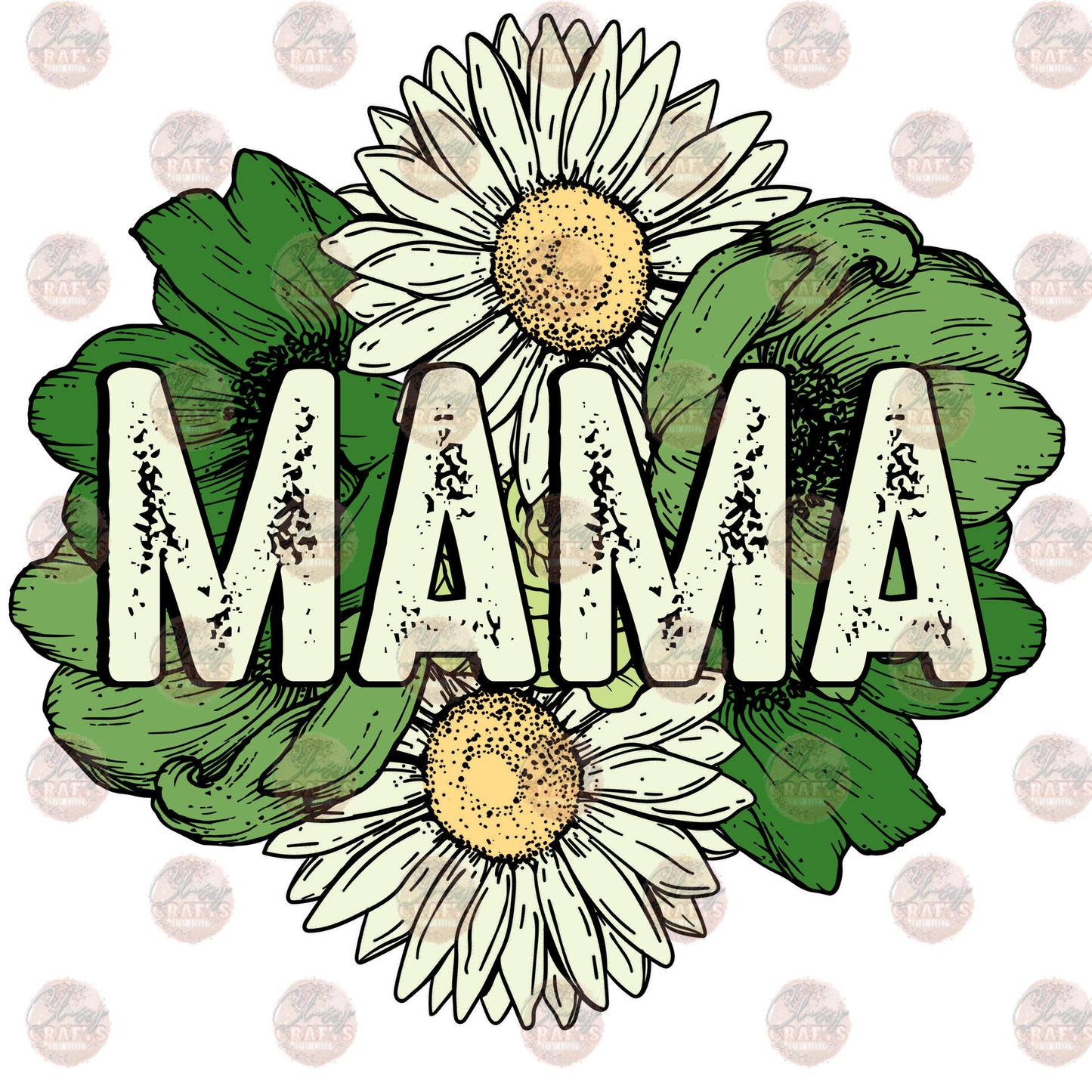 Mama Green Floral Transfer