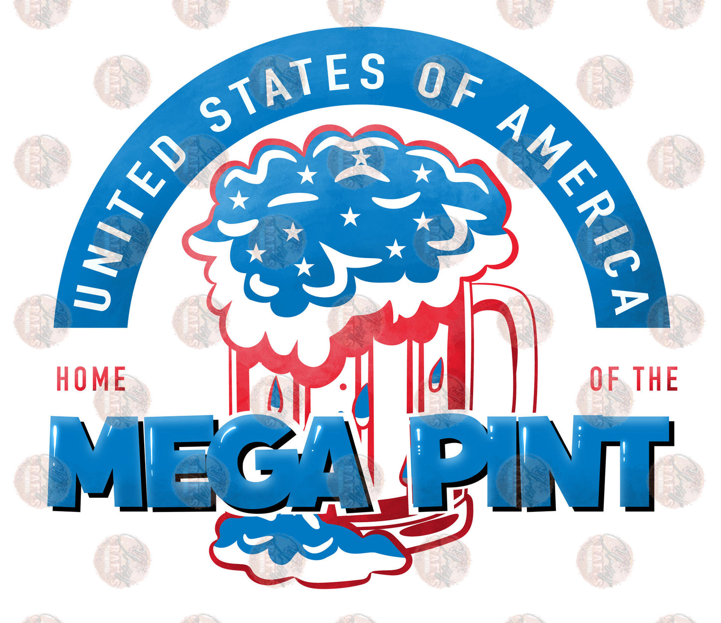 Mega Pint Red & Blue Transfer