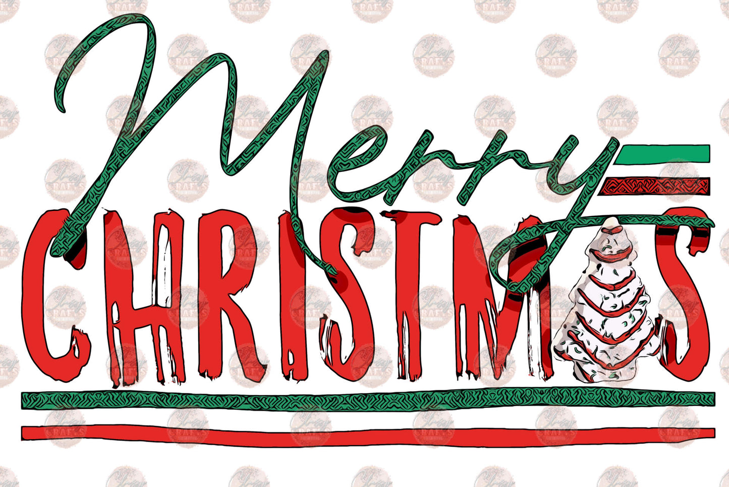 Merry Christmas Tree Deb Transfer