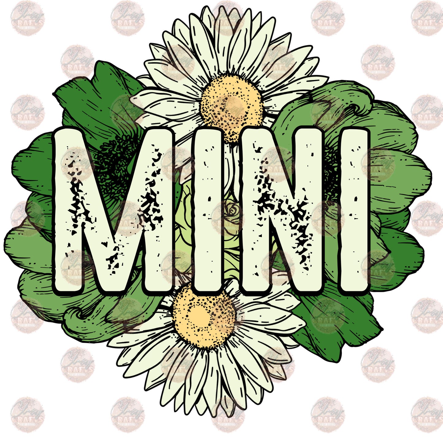 Mini Green Floral Transfer