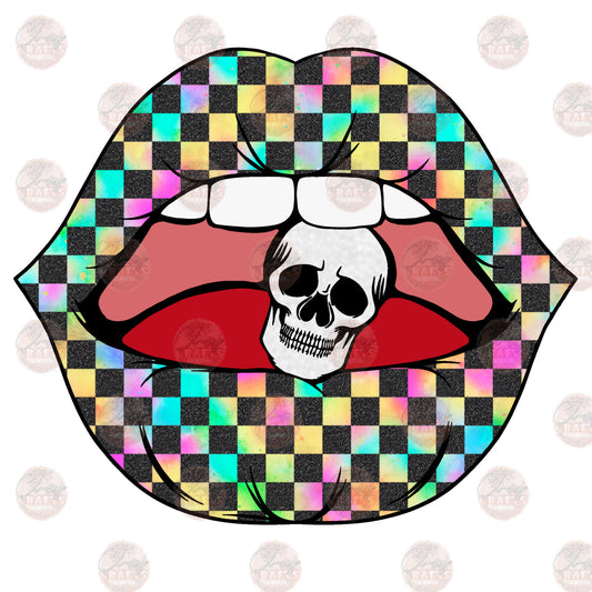 Mouth With Skull- Checkered - Sublimation Transfer