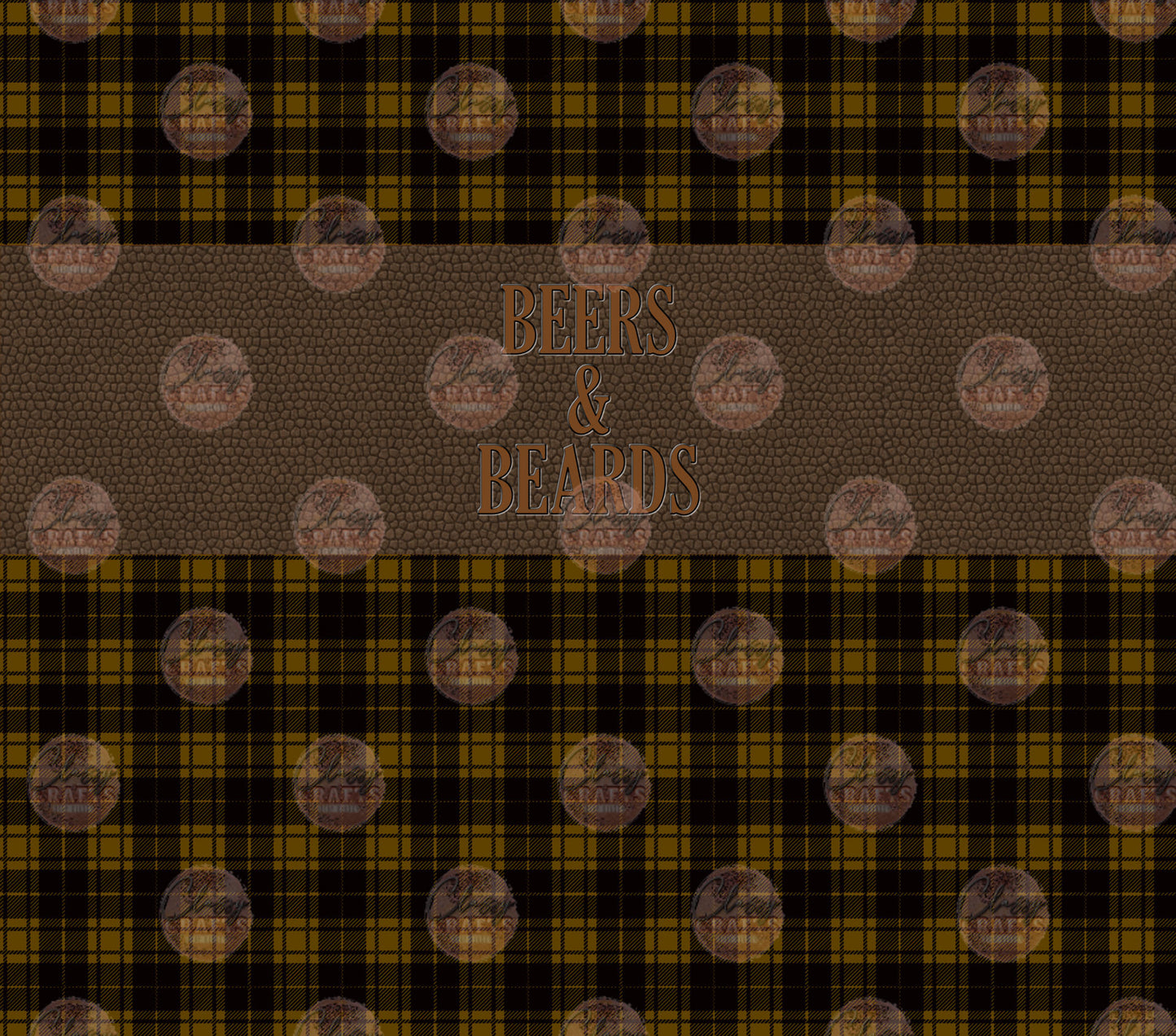 Mustard Plaid Beers and Beards Tumbler Wrap -