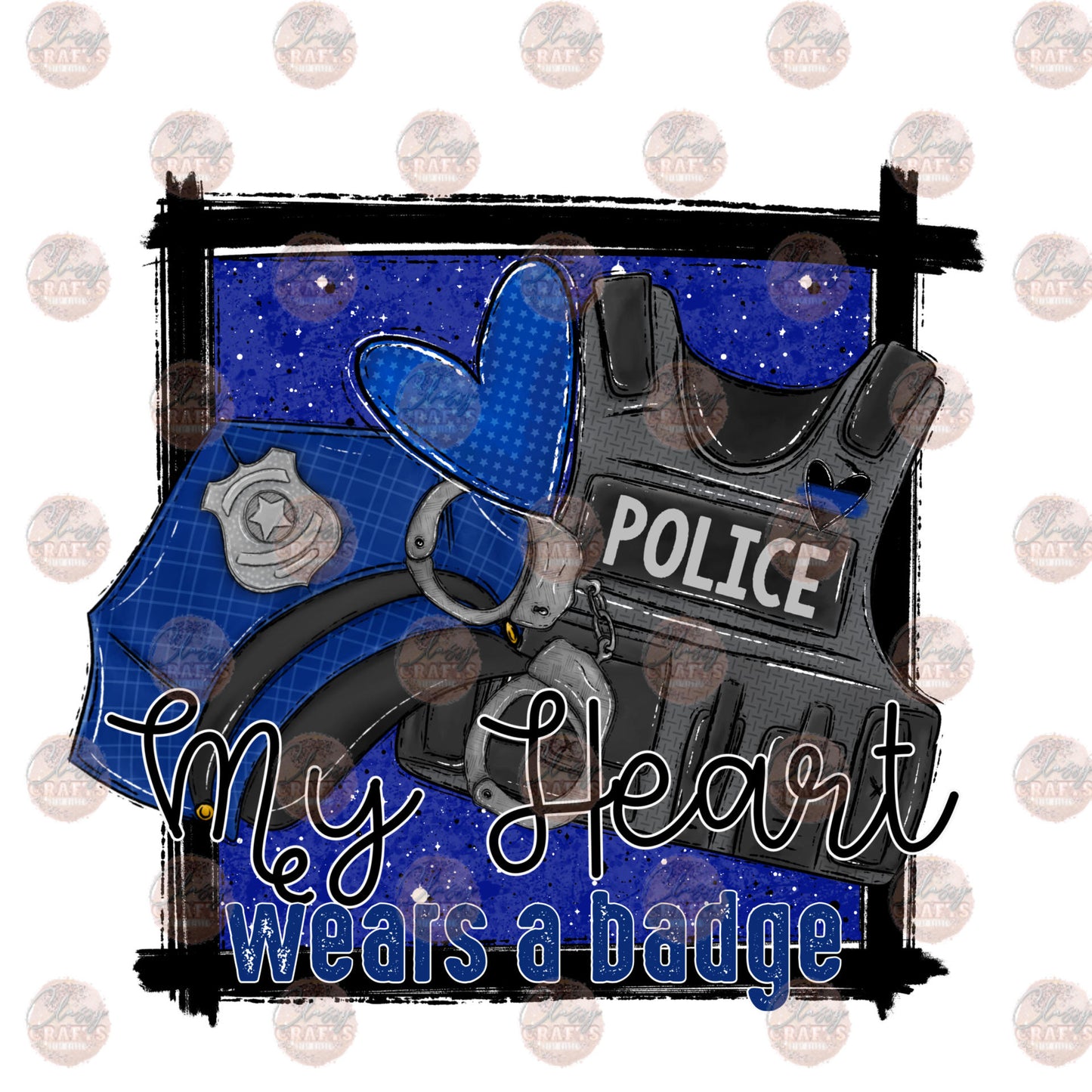 My Hero Wears a Badge Blue -Sublimation Transfer