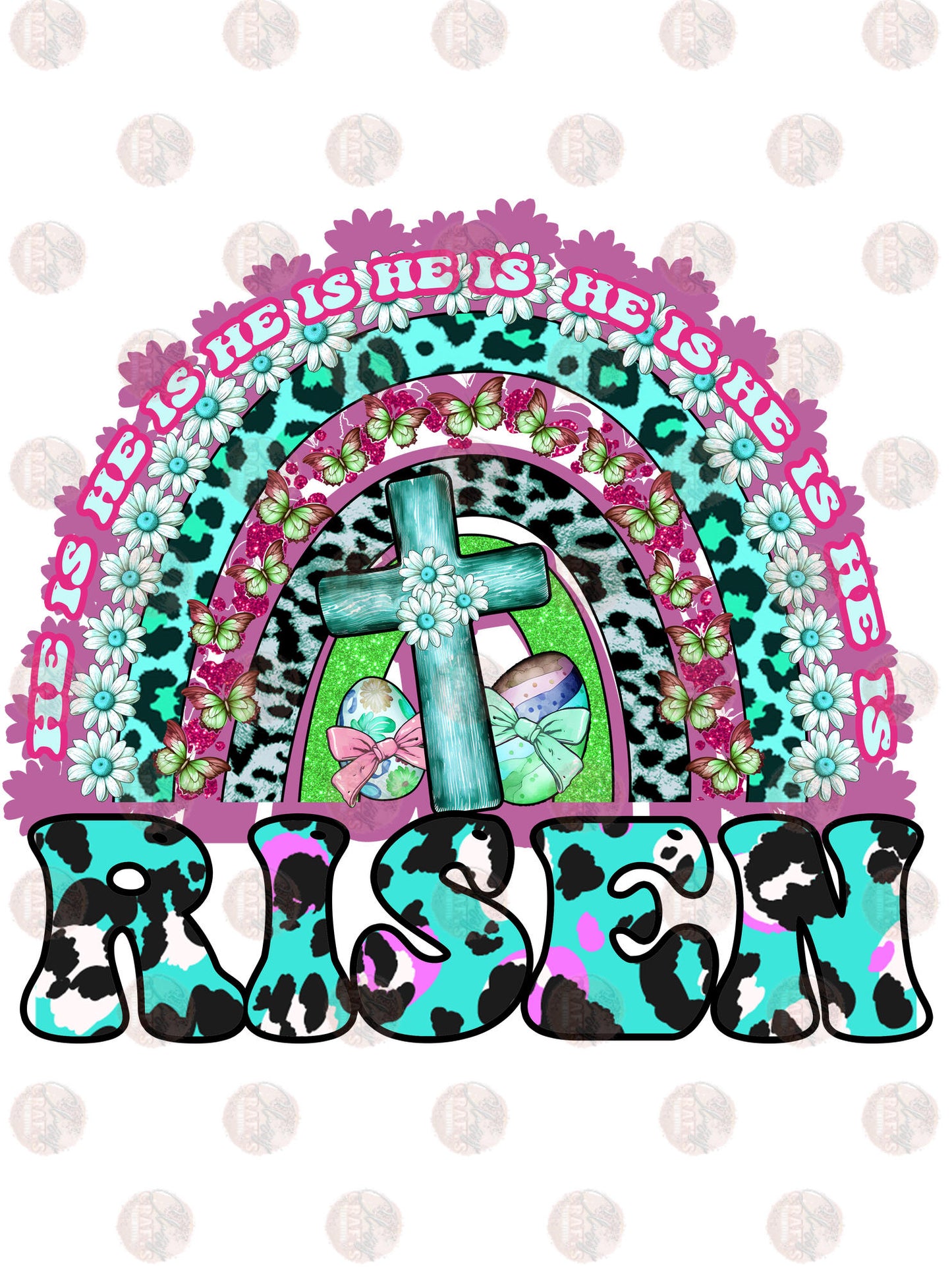 Pastel He Is Risen Rainbow Transfer