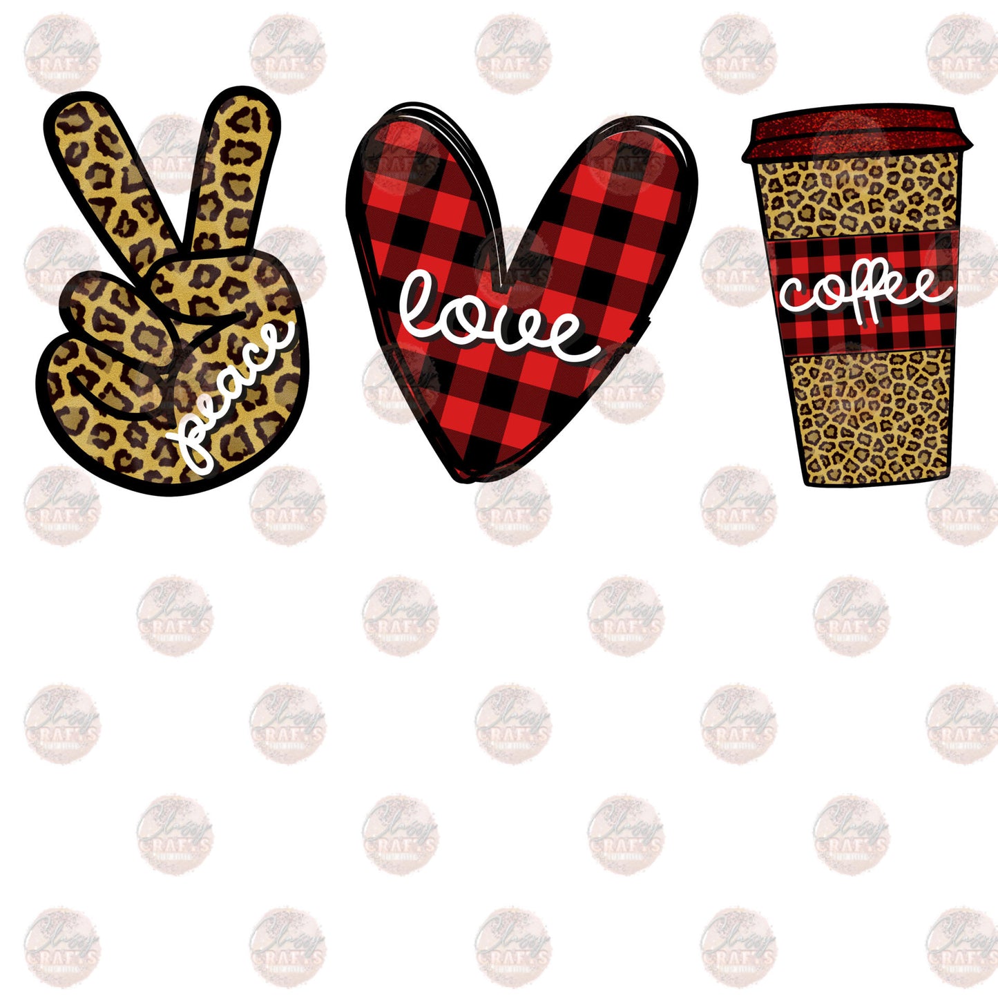 Peace Love Coffee Buffalo Plaid & Cheetah Transfer