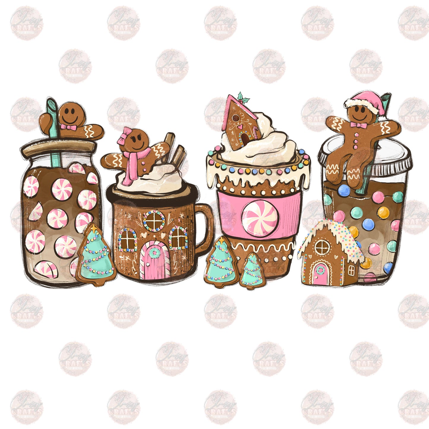 Pink Gingerbread Coffee Transfer