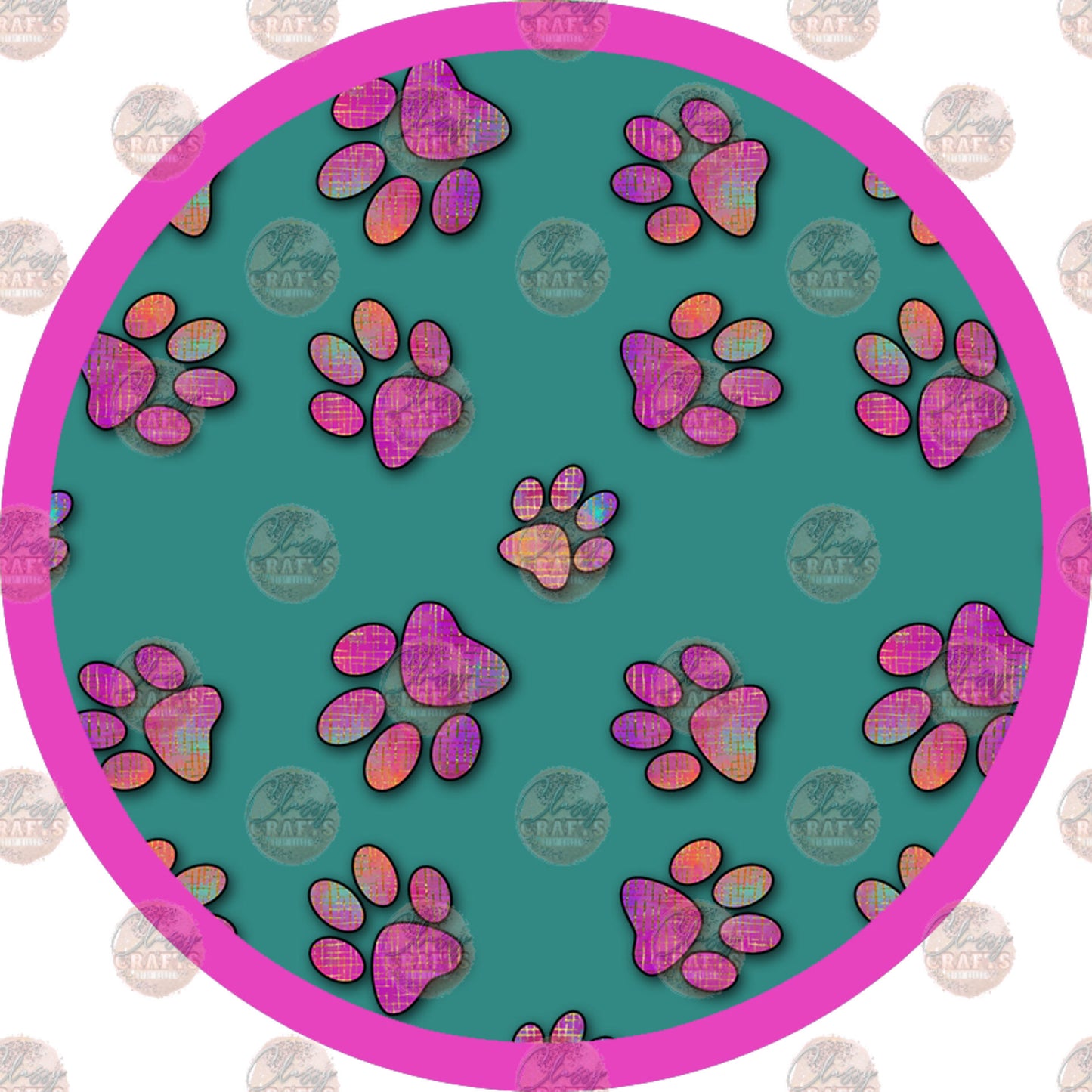 Pink Paws Car Coaster- Sublimation Transfer