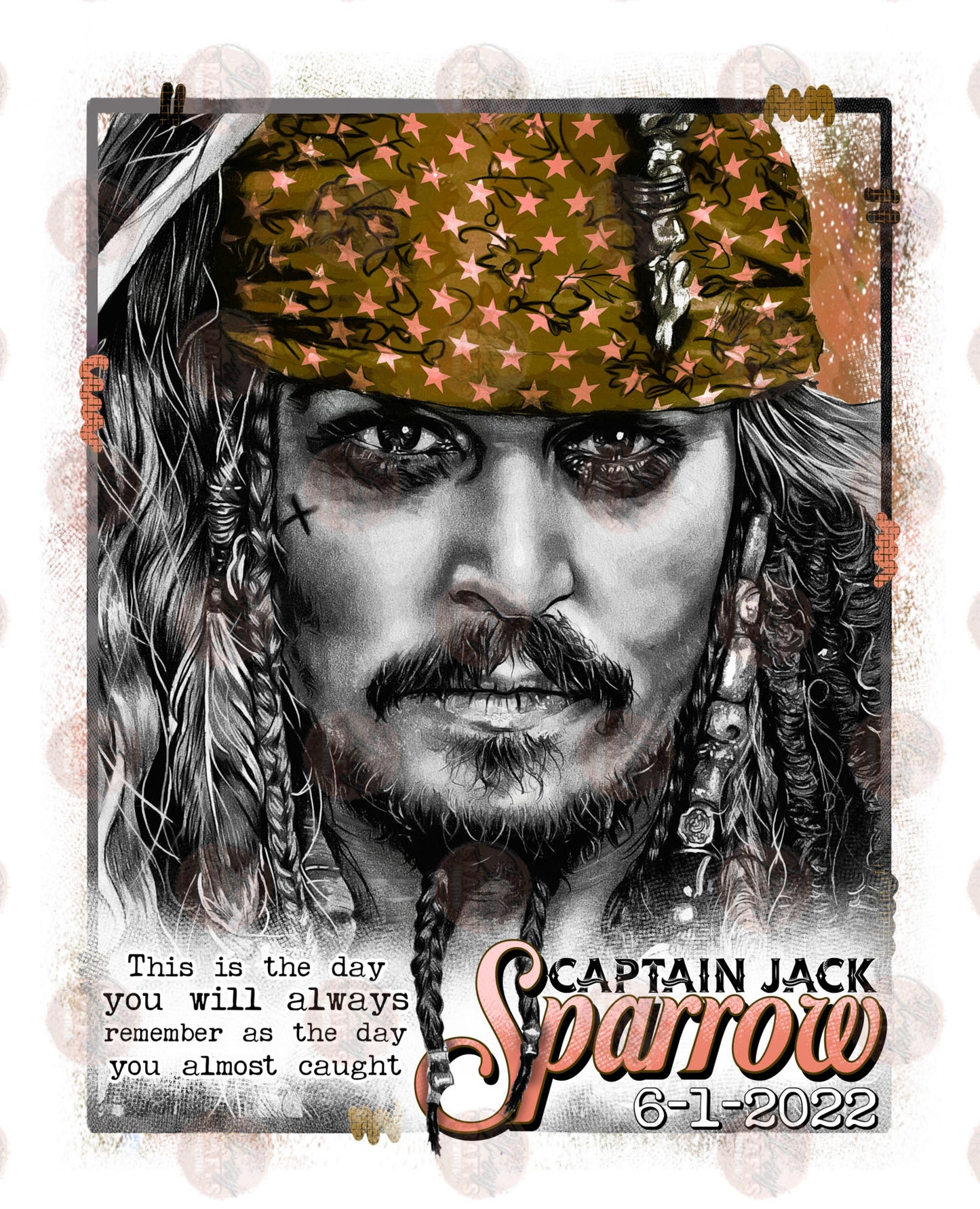 Pirate Orange with Date Transfer
