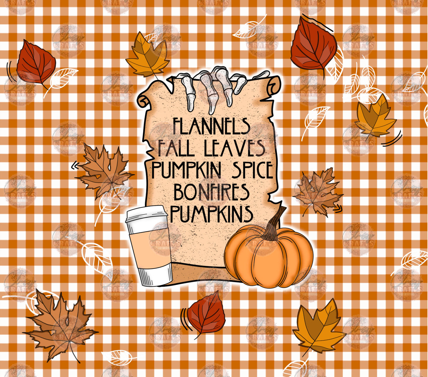 Pumpkin Coffee Scroll Tumbler Wrap