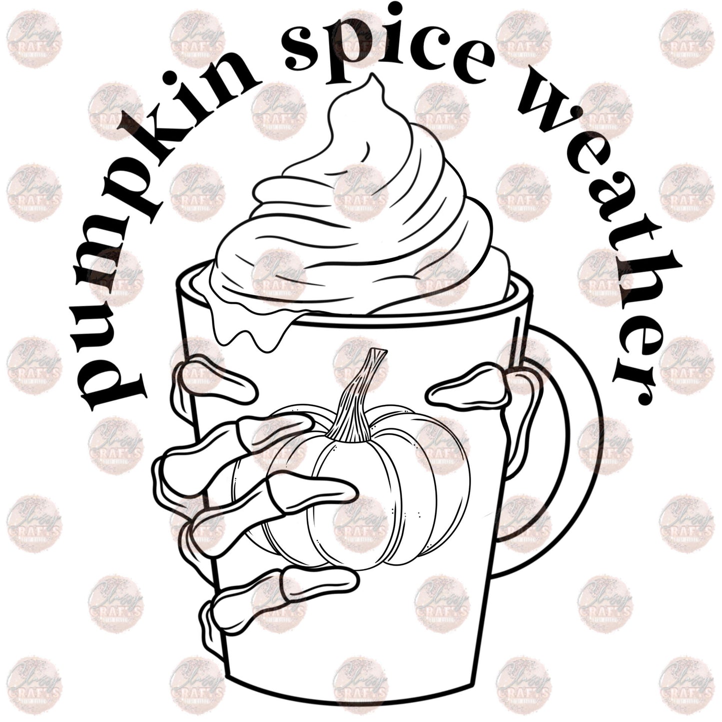 Pumpkin Spice Skelly B&W Transfer