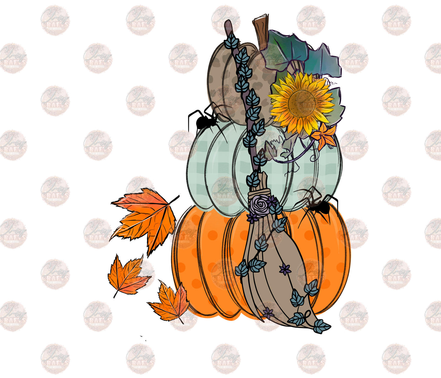 Pumpkins & Broom Transfer
