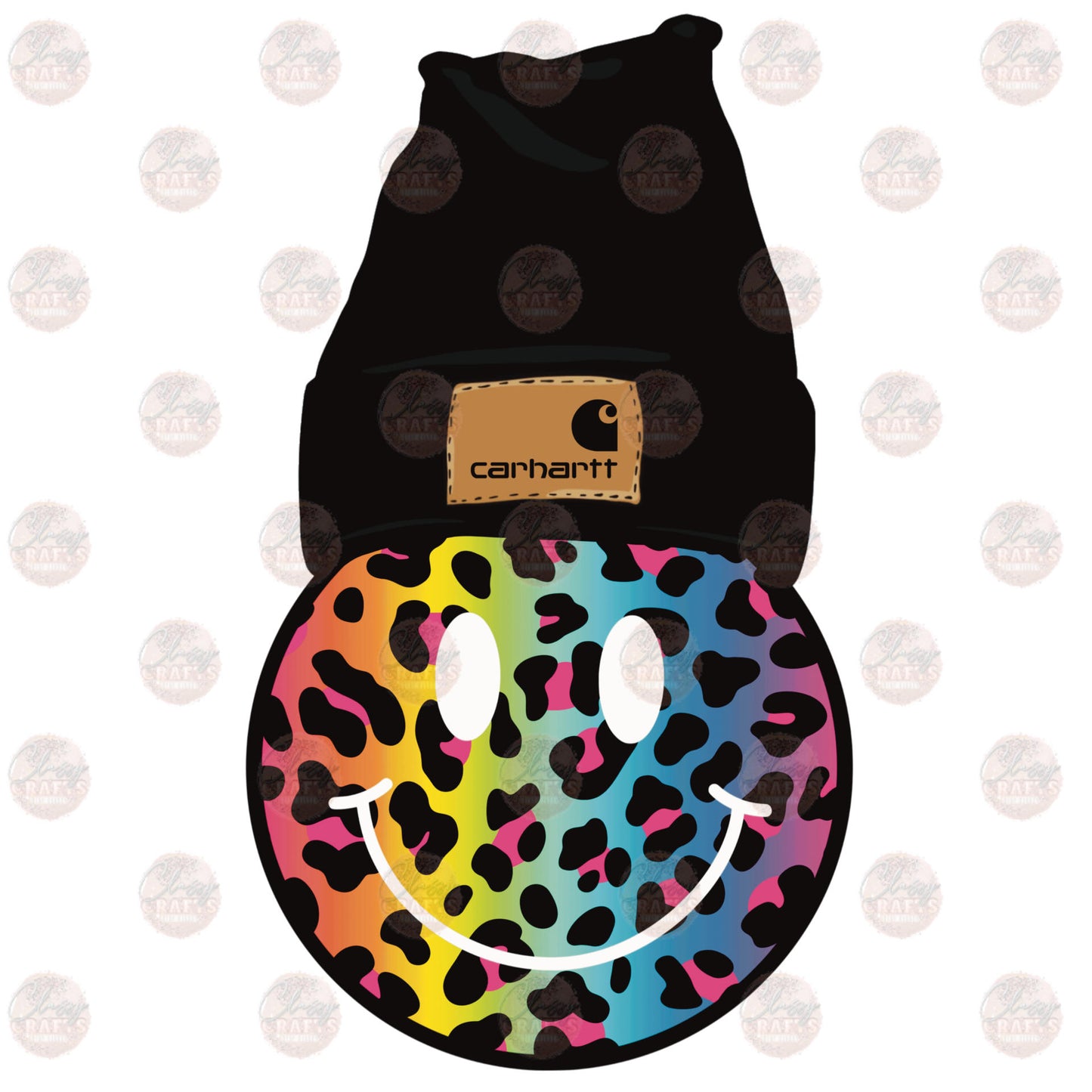 Rainbow Beanie Smiley Transfer