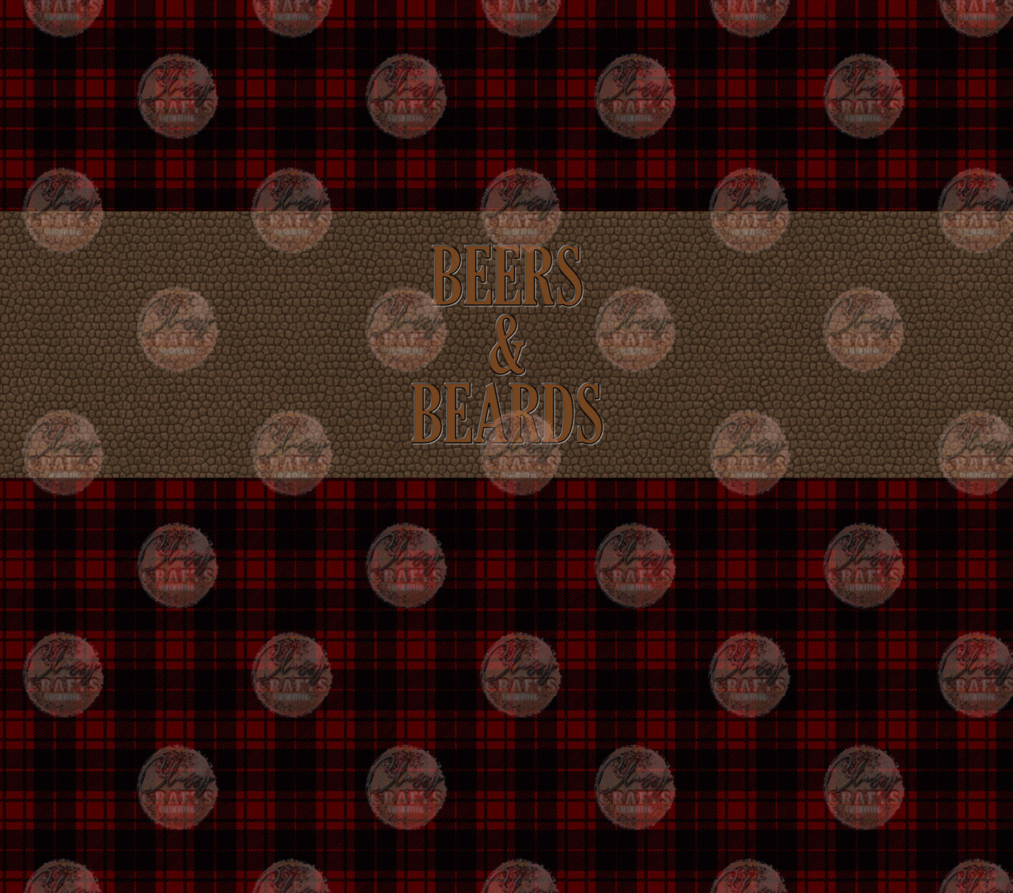 Red Plaid Beers and Beards Tumbler Wrap