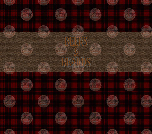 Red Plaid Beers and Beards Tumbler Wrap