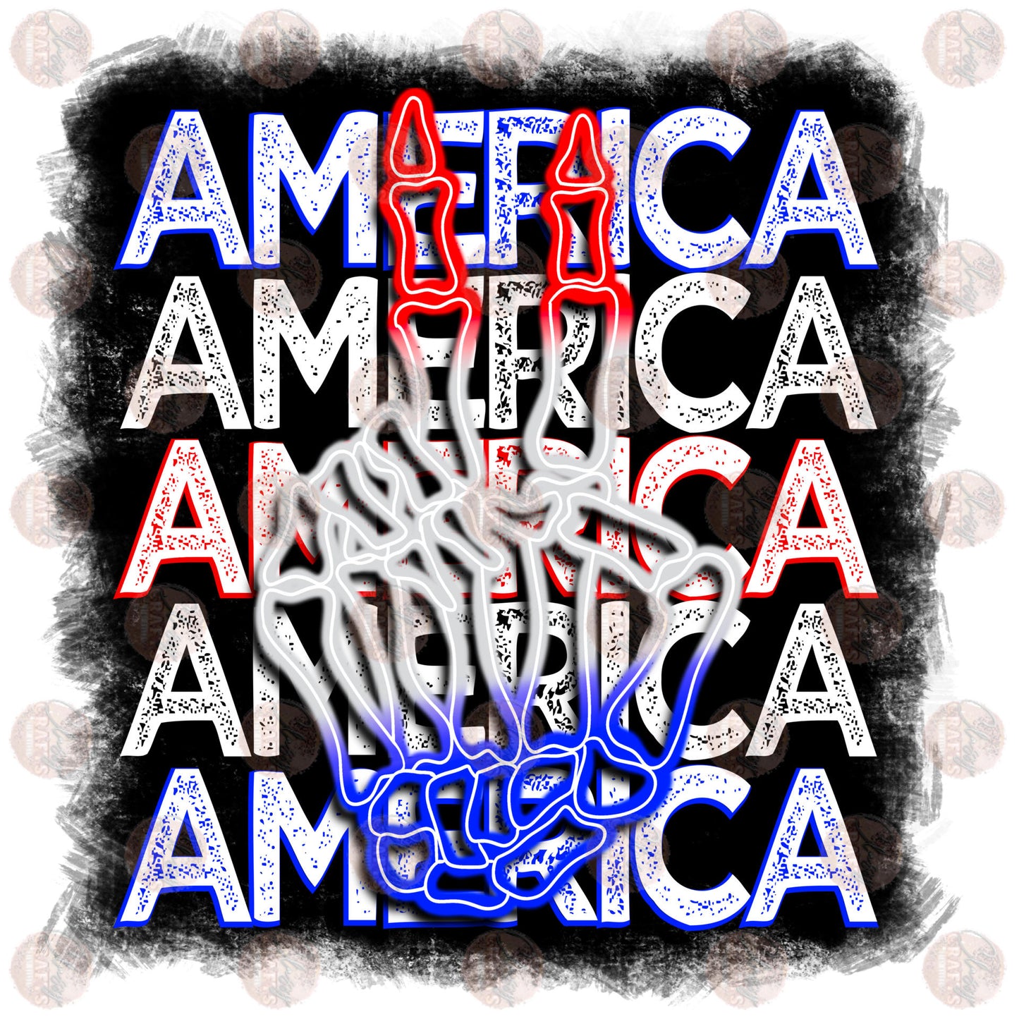 Red White & Blue Skelly Transfer