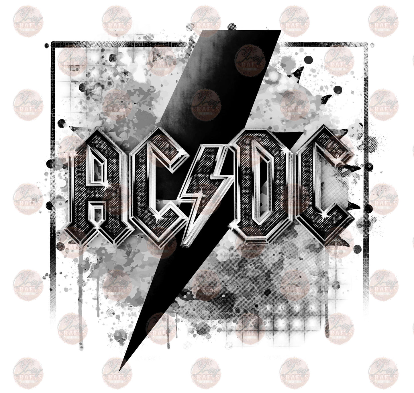 Rock and Roll Bolt Grey & Black Transfer