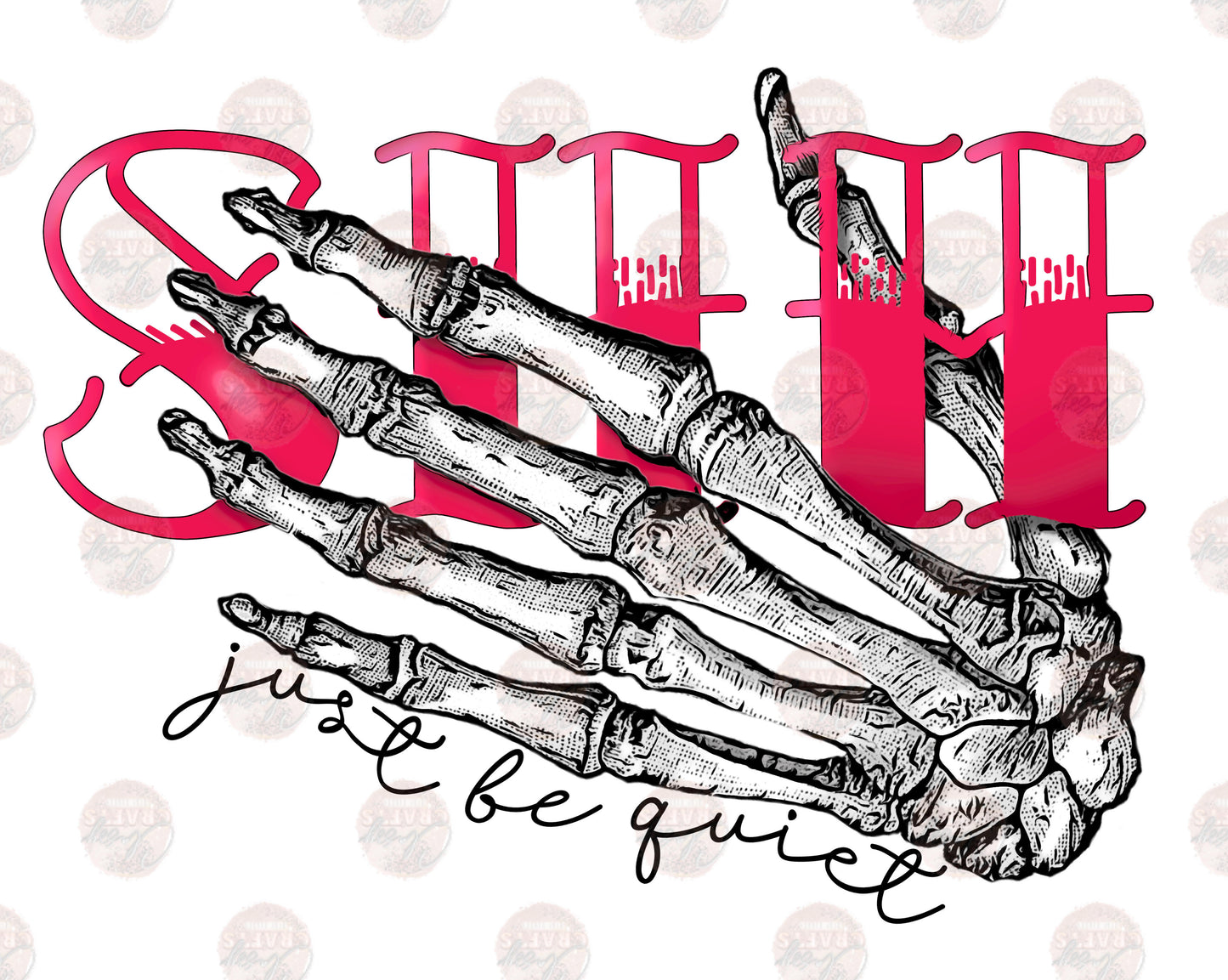 Shh Quiet Skull Hand Transfer