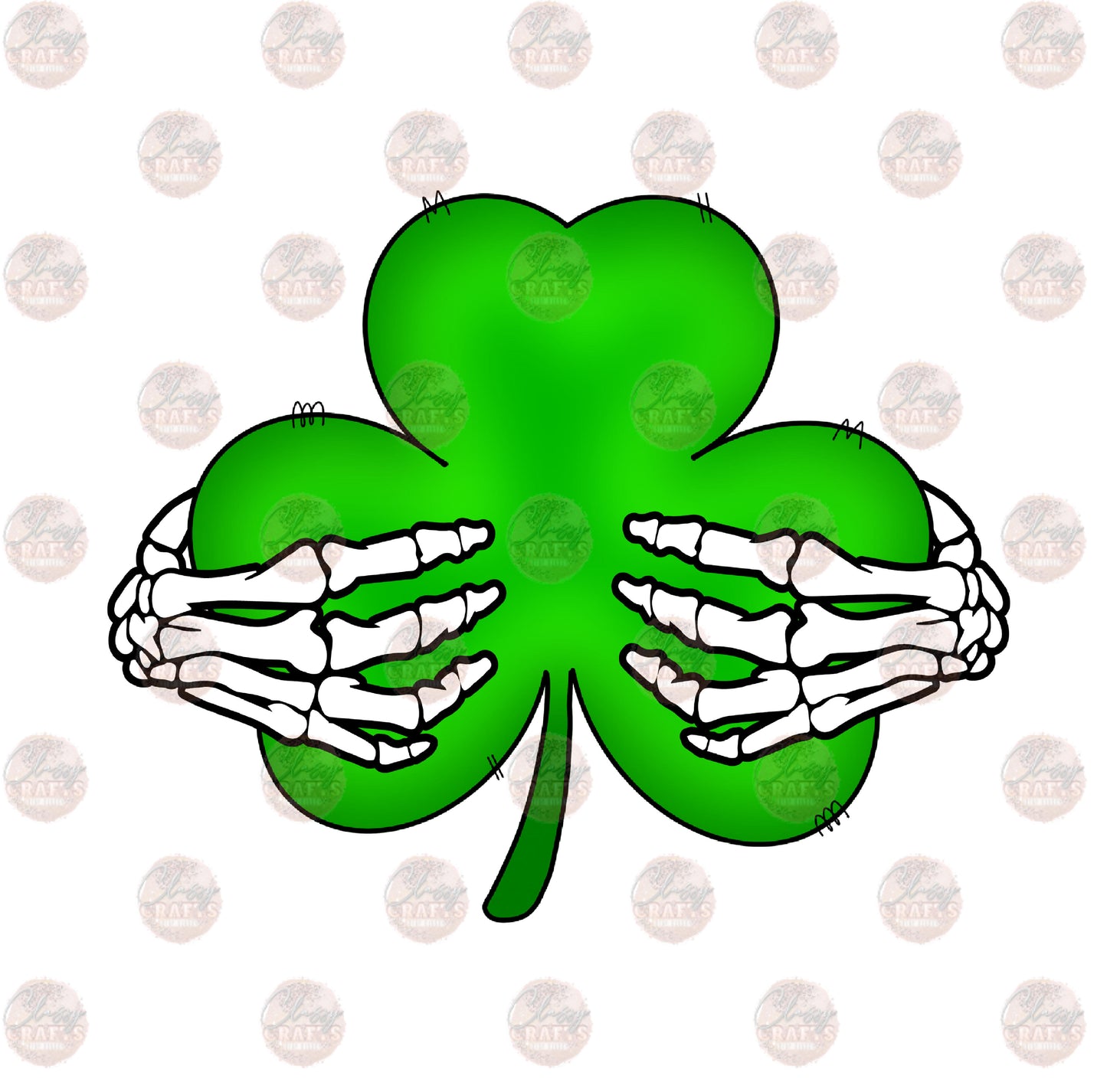 Skeleton Hand Clover Transfer