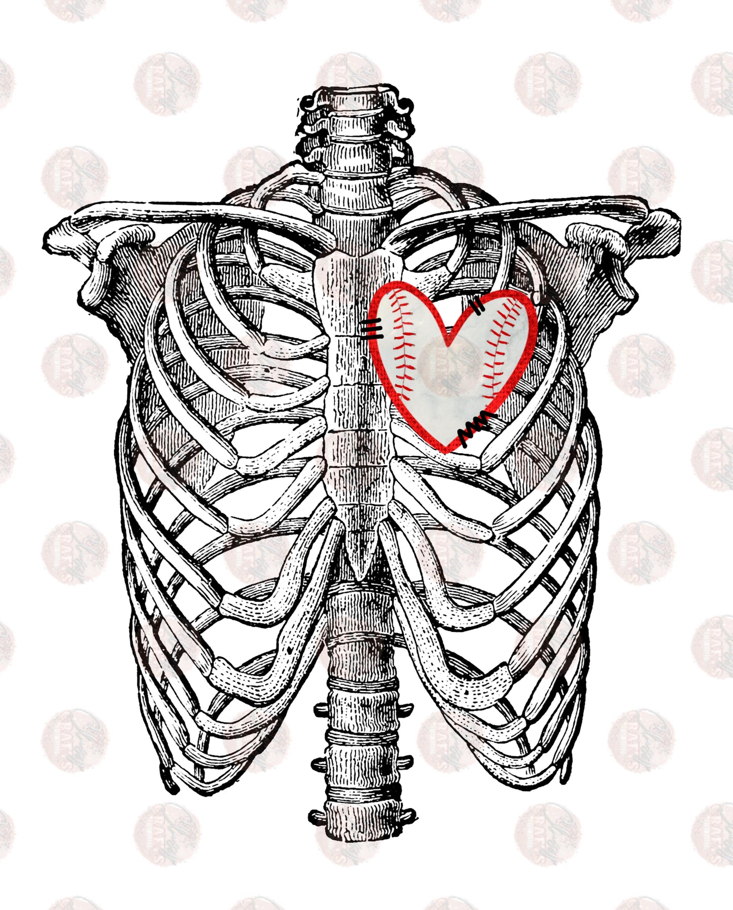 Skeleton Baseball Transfer