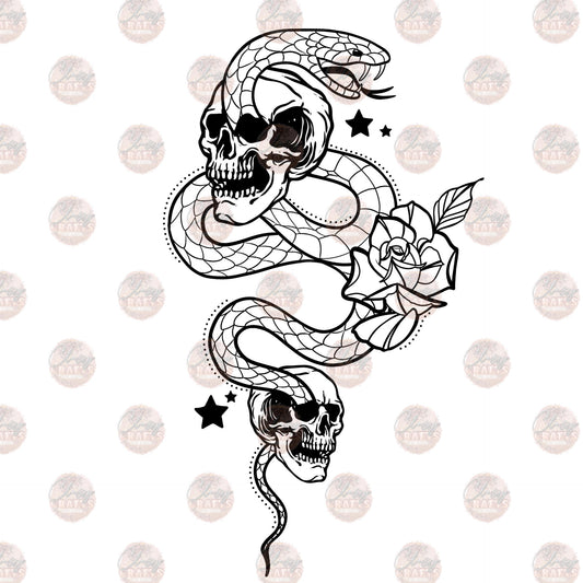 Skull Snake Floral Transfer