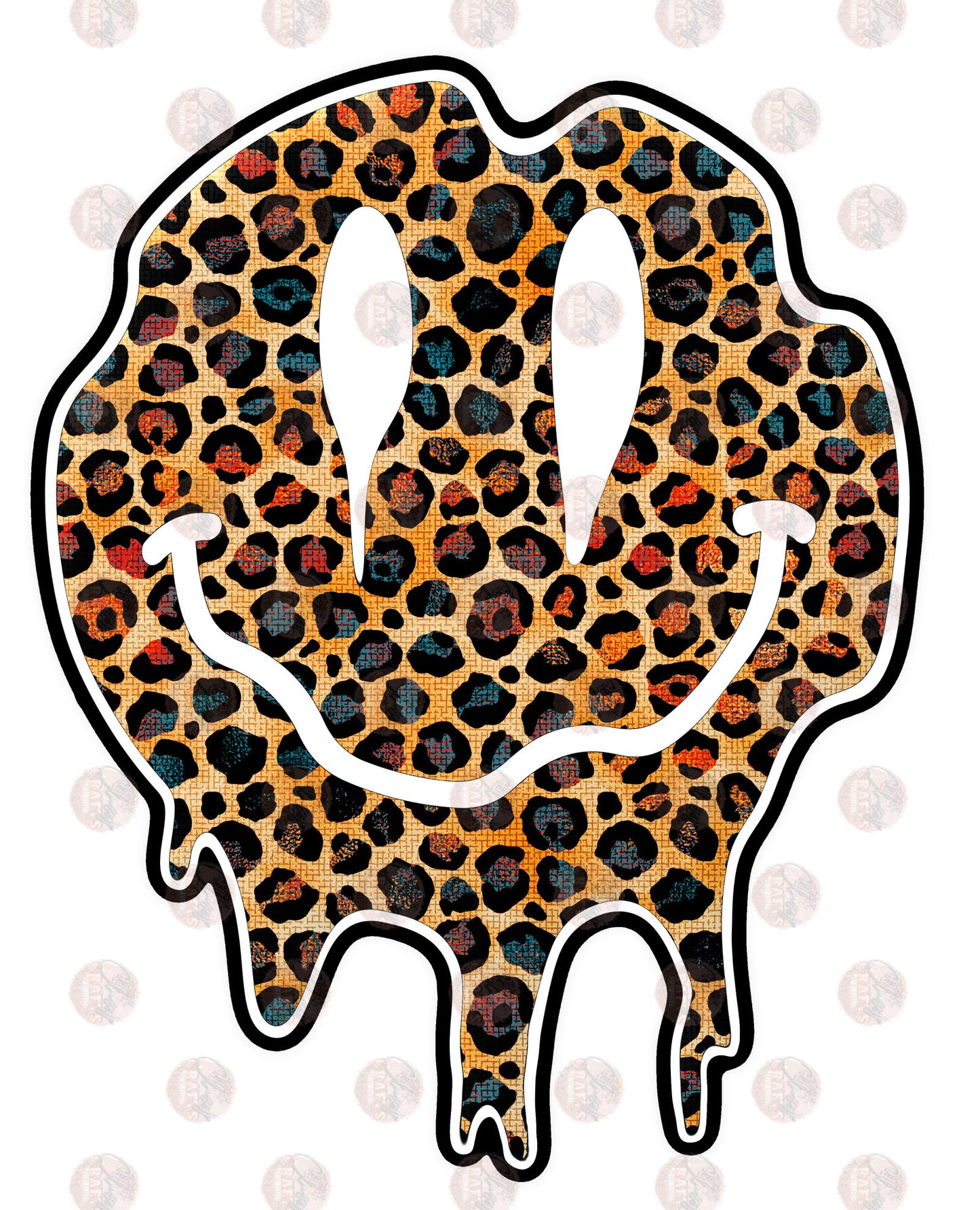 Smiley Drip Cheetah Transfer